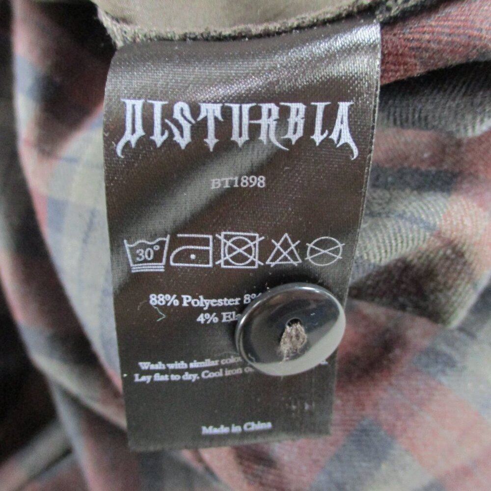 Disturbia Kalma Check Tie Belt Tapered Trouser Womens US 8 Red Multi Goth Dark - Picture 13 of 14